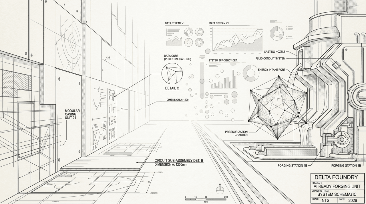 Delta Foundry system schematic — AI ready forging unit